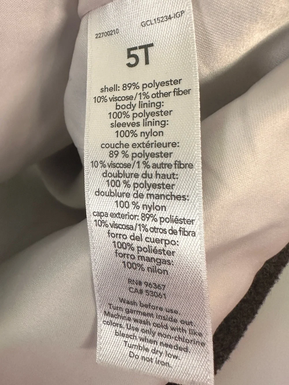 Baby B’gosh Girls 5T Double Breasted Grey Coat